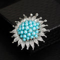 Black Silver Tone Sunflower Crystal Pearl Look Two Designs Metal Brooch Pin 2 Pictured 2 view 4