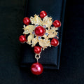 Black Silver Tone Pearl Maple Leaf Cluster Pearl Look Two Designs Metal Brooch Pin view 5