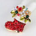Red Gold Tone Christmas Tree Twenty Designs Metal Brooch Pin view 2