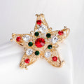 Red Gold Tone Christmas Tree Twenty Designs Metal Brooch Pin view 4