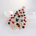 Red Gold Tone Christmas Tree Twenty Designs Metal Brooch Pin view 5