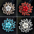 Black Silver Tone Flower Crystal Pearl Look Three Designs Metal Brooch Pin view 1