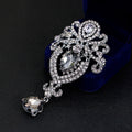 Black Silver Tone Crown Crystal Five Designs Metal Brooch Pin view 2