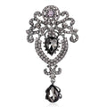 Black Silver Tone Crown Crystal Five Designs Metal Brooch Pin view 3
