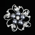 Black Silver Tone Pearl Floral Vine Crystal Pearl Look Six Designs Metal Brooch Pin view 6