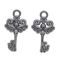 Ornate Heart Scroll Key Charm in Nine Metal Finishes view 6