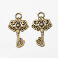 Ornate Heart Scroll Key Charm in Nine Metal Finishes view 9