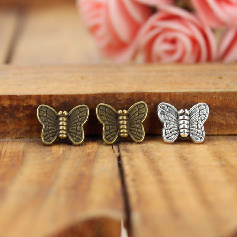 Butterfly Alloy Large Hole Bead for Bracelets 10x8mm