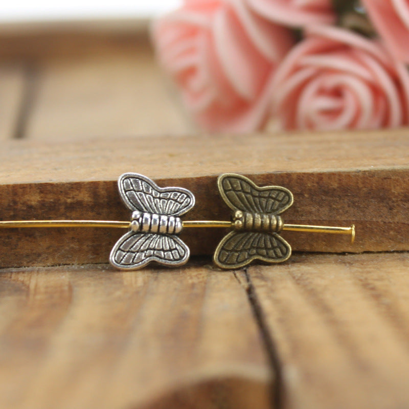 Butterfly Alloy Large Hole Bead for Bracelets 10x8mm