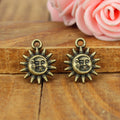 Sun And Moon Face Metal Charm Pendant in 3 Finishes for Jewelry Making view 2