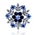 Blue Silver Tone Snowflake Crystal Two Designs Metal Brooch Pin view 1