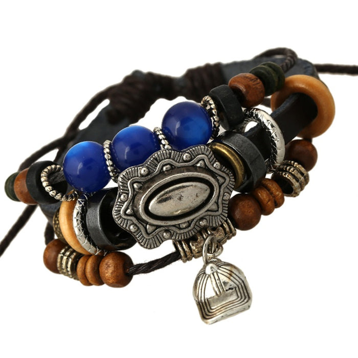 Handmade Beaded Leather Bracelet With Hat Pendant Korean Style Trendy Student Jewelry For Women