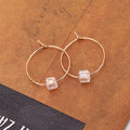 Gold Tone Large Hoop White Pearl Look Bead Earrings view 4