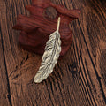Large Sculpted Feather Statement Brooch Pin in Two Finishes view 2