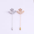 Silver Tone Sculpted Maple Leaf Long Stick Brooch Pin view 2