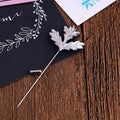 Silver Tone Sculpted Maple Leaf Long Stick Brooch Pin view 5