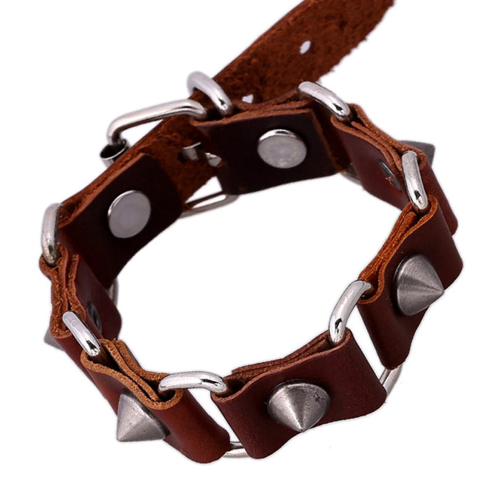 Direct Genuine Cowhide Leather Wristband Punk Bracelet Cuff