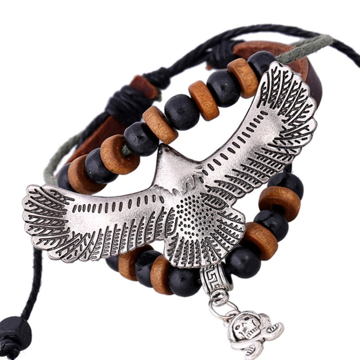 Genuine Cowhide Leather Bracelet Strap With Large Eagle Accessory Direct