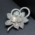 Silver Tone Flower Pearl Look Metal Brooch Pin 7 x 3.9 cm view 3