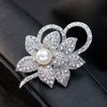 Silver Tone Flower Pearl Look Metal Brooch Pin 7 x 3.9 cm view 5