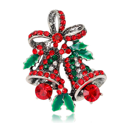 Front product view of the bell brooch pin in red and silver