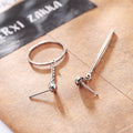 Mismatched Round Triangle Bar Long Earrings in Four Styles view 3