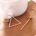 Mismatched Round Triangle Bar Long Earrings in Four Styles view 7