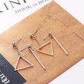 Mismatched Round Triangle Bar Long Earrings in Four Styles view 2
