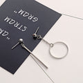 Mismatched Round Triangle Bar Long Earrings in Four Styles view 6