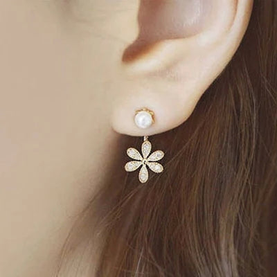 Primary supplied view of clear flower pearl-look earrings