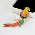 Red Gold Tone Parrot Crystal Enamel Metal Brooch Pin view 2