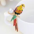 Red Gold Tone Parrot Crystal Enamel Metal Brooch Pin view 3