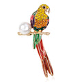Red Gold Tone Parrot Crystal Enamel Metal Brooch Pin view 1