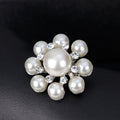 Black Silver Tone Circular Loop Pearl Look Metal Brooch Pin view 3