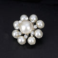 Black Silver Tone Circular Loop Pearl Look Metal Brooch Pin view 4