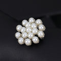 Black Silver Tone Flower Crystal Pearl Look Metal Brooch Pin view 2