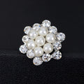 Black Silver Tone Flower Pearl Look Metal Brooch Pin view 3