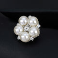 Black Silver Tone Flower Crystal Pearl Look Metal Brooch Pin 2.1 cm 2.1 cm view 4