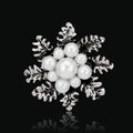 Black Silver Tone Flower Pearl Look Eight Designs Metal Brooch Pin view 3