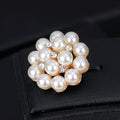 Black Silver Tone Flower Pearl Look Two Designs Metal Brooch Pin view 4