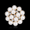 Black Silver Tone Flower Pearl Look Two Designs Metal Brooch Pin view 2