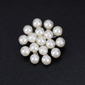 Black Silver Tone Flower Crystal Pearl Look Metal Brooch Pin view 3