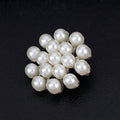 Black Silver Tone Flower Crystal Pearl Look Metal Brooch Pin view 4