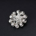 Black Silver Tone Flower Crystal Pearl Look Metal Brooch Pin view 5