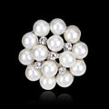 Black Silver Tone Flower Pearl Look Two Designs Metal Brooch Pin view 1