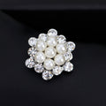 Black Silver Tone Flower Pearl Look Metal Brooch Pin view 2
