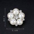 Black Silver Tone Flower Crystal Pearl Look Metal Brooch Pin 2.1 cm 2.1 cm view 3