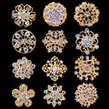 Black Silver Tone Flower Crystal Three Designs Metal Brooch Pin view 7