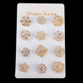 Black Silver Tone Flower Crystal Three Designs Metal Brooch Pin view 4