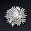 Black Silver Tone Pearl Leaf Sunburst Pearl Look Two Designs Metal Brooch Pin view 2